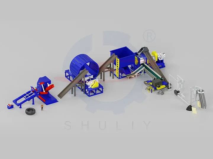 OTR tire recycling line