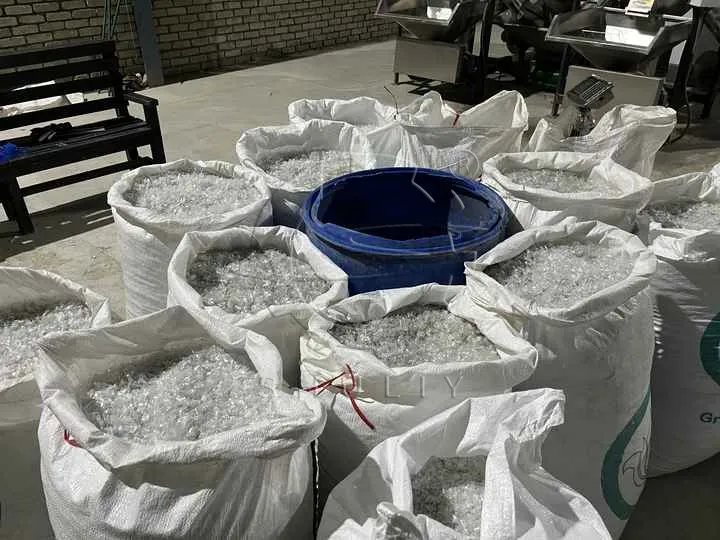 PET bottle flakes produced