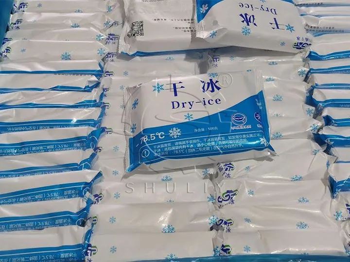 Packaged dry ice block