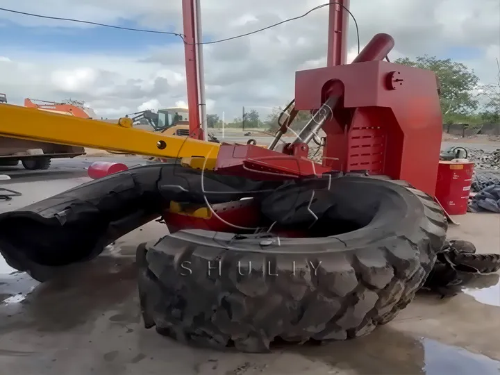 Use of an OTR tire cutter in Indonesia